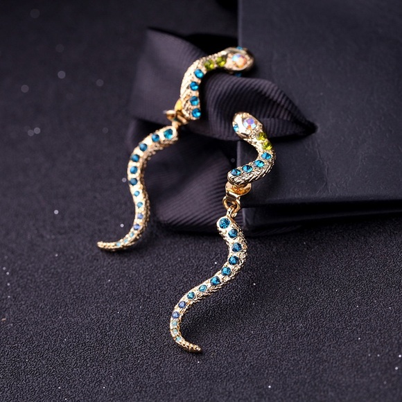 Jewelry - Gold Multi-Colored Crystal Serpent Earring Jackets